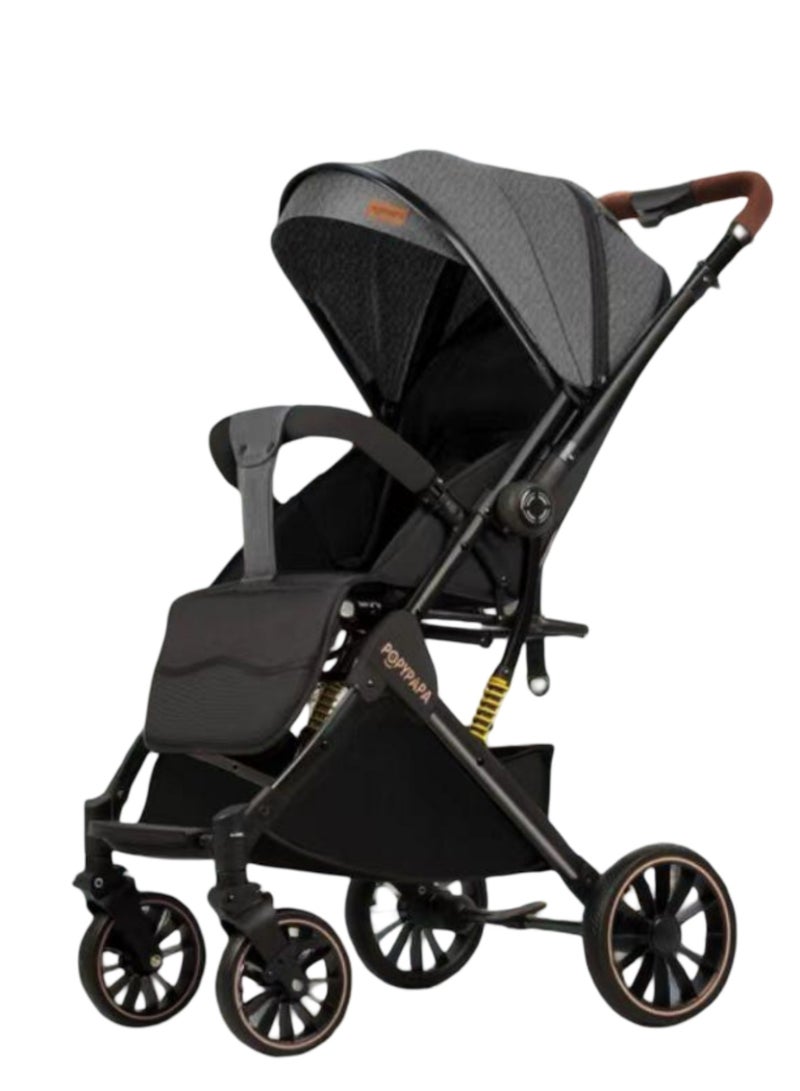 Popypapa Baby Stroller | Comfortable Baby Stroller for Daily Use | Full Canopy Sunshade | Reclining Seat & Adjustable Footrest | 5-Point Safety Harness | 360° Swivel Front Wheels | Large Storage Basket | Smooth Suspension - Image 1